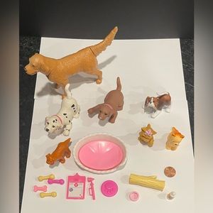 Barbie Doll Lot Of Pets Mixed Dogs Puppies Cats Mini Animal Pets.